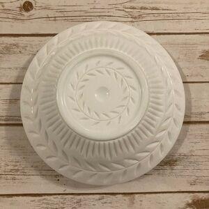 Vintage Indiana Glass White Milk Glass Cut Laurel Leaf Pattern 10" Bowl